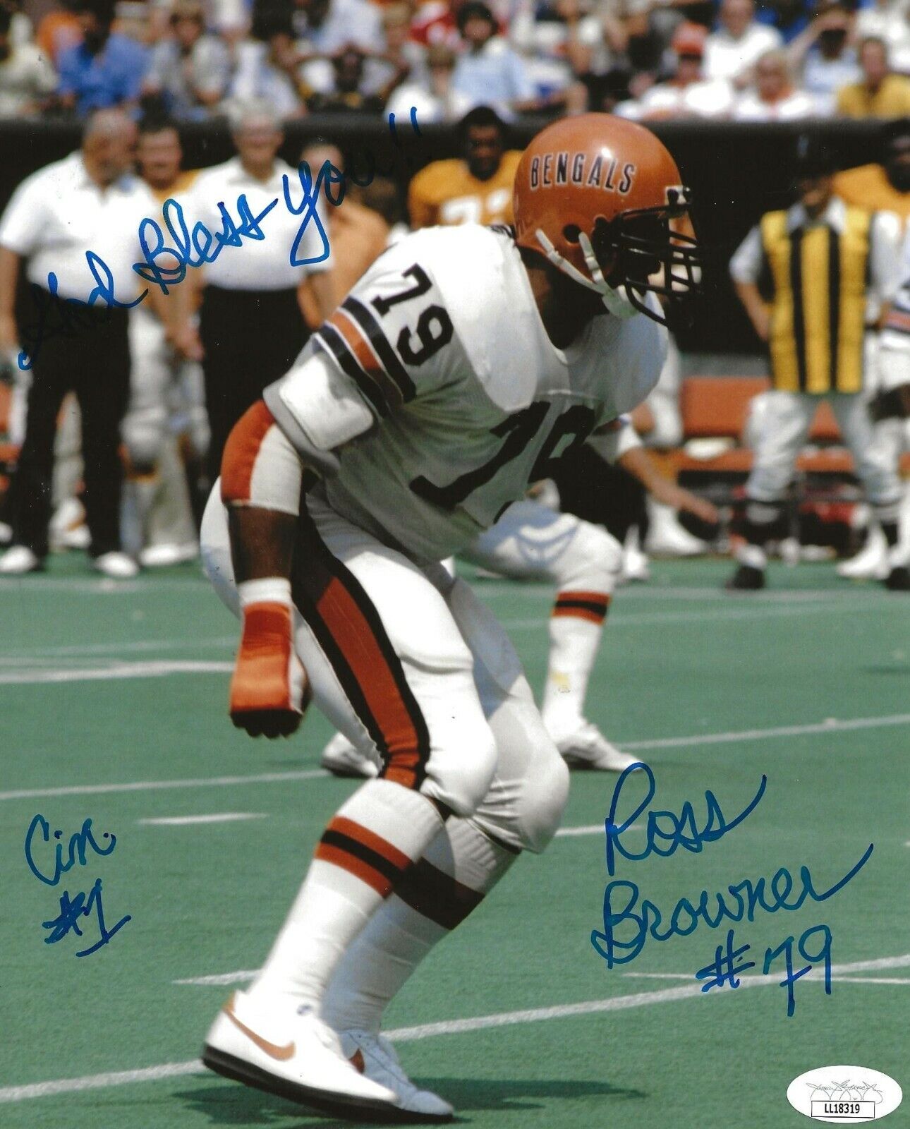 Ross Browner Notre Dame signed Cincinnati Bengals 8x10 Photo Poster painting autographed JSA