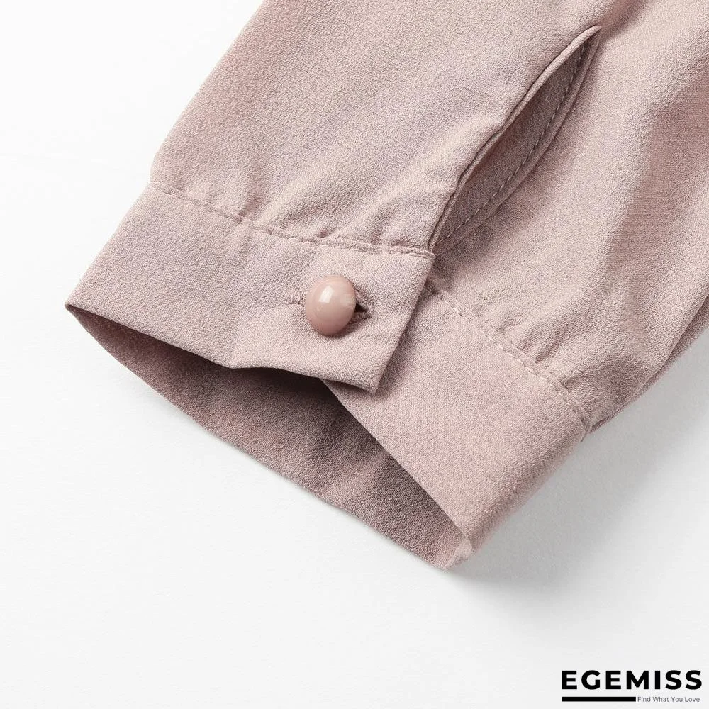 Chiffon Blouse Pleated Back Long Sleeve Asymmetric Shirt Loose Casual Plus Size Tops | EGEMISS