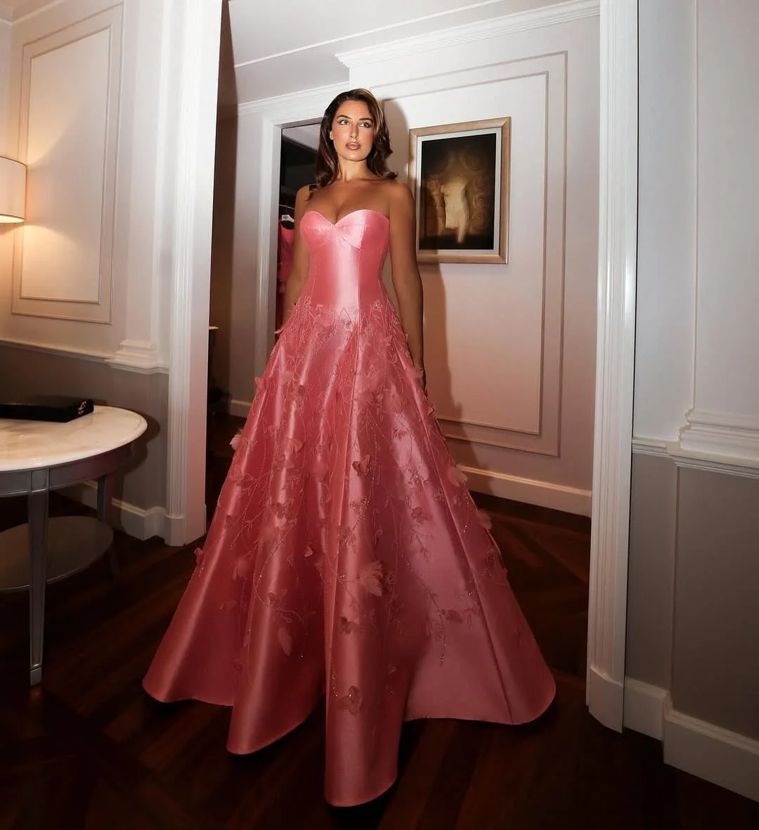 Gorgeous Pink Sweetheart Sleeveless Satin A-Line Prom Dress YK0258
