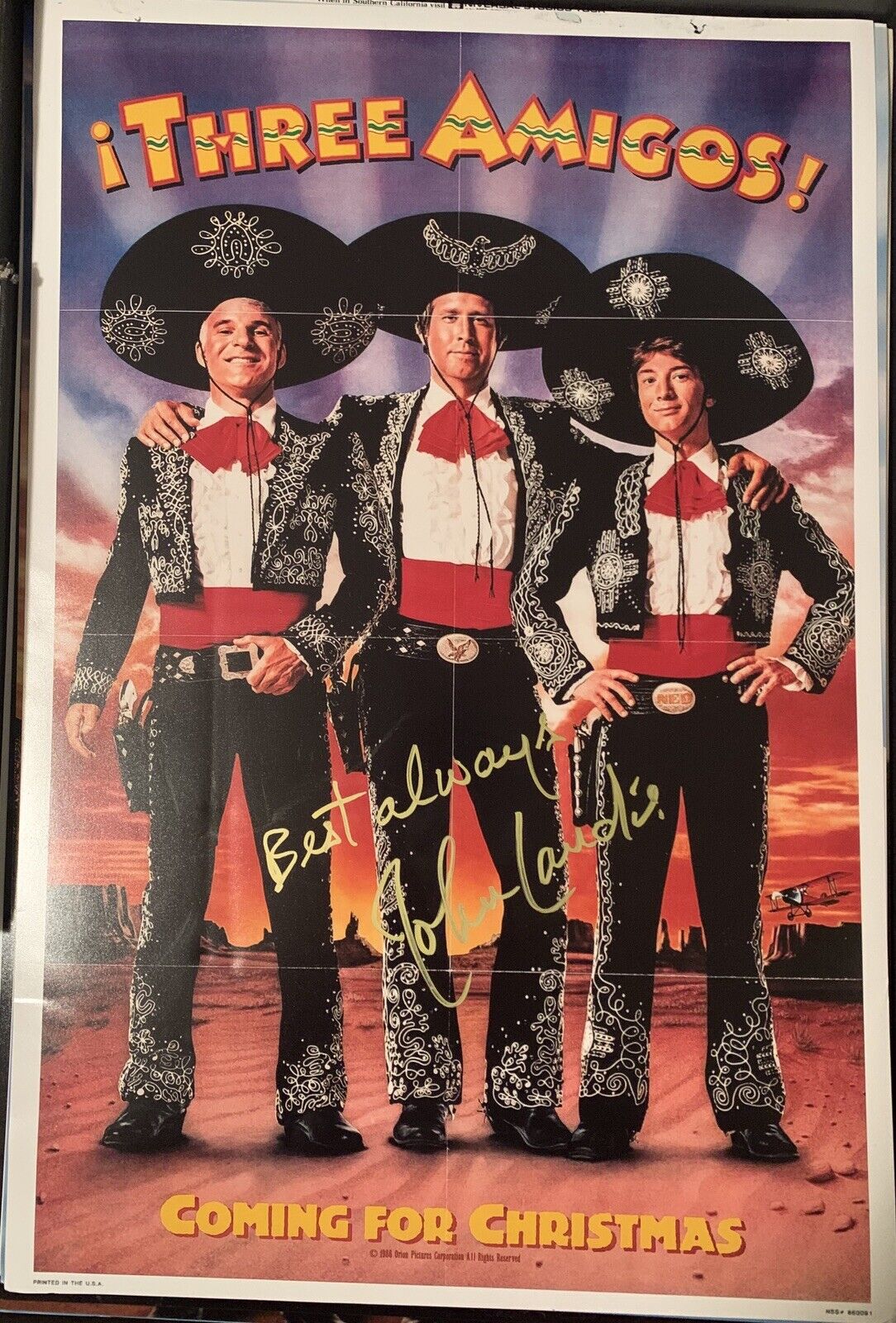 john landis signed 12x18 Photo Poster painting Auto Three Amigos