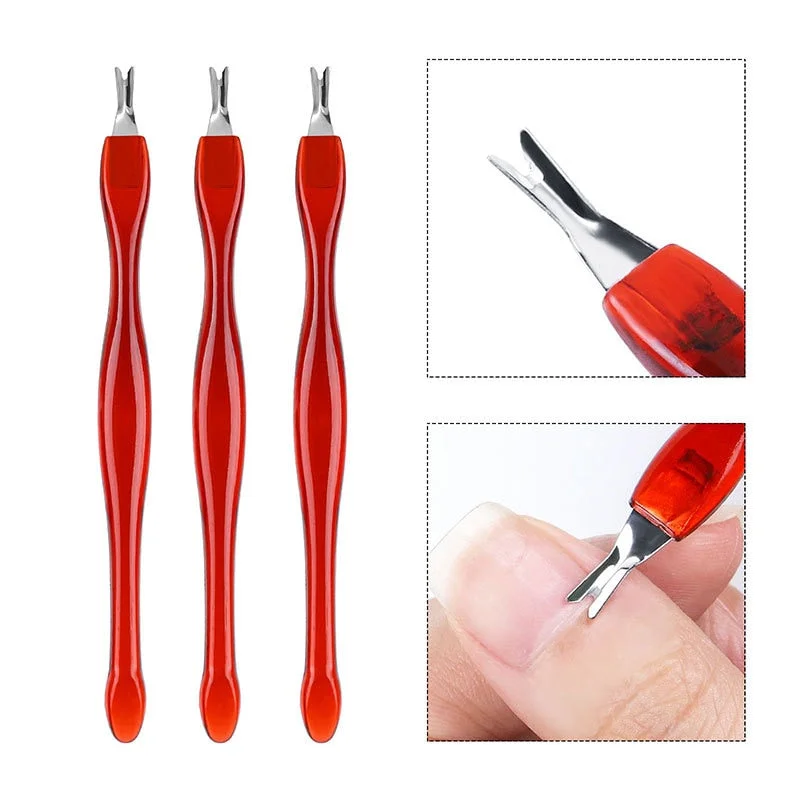 3pcs Nail Cuticle Pusher Wine Red Trimmer Peeling Fork Remover Manicure Tools Nail Dead Skin Cuticle Pusher Remover nail Spatula-Nail Inspo
