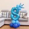 10PCS Blue Pink Party 0 - 9 Numbers Aluminum Film Latex Balloons Birthday Anniversary Decors