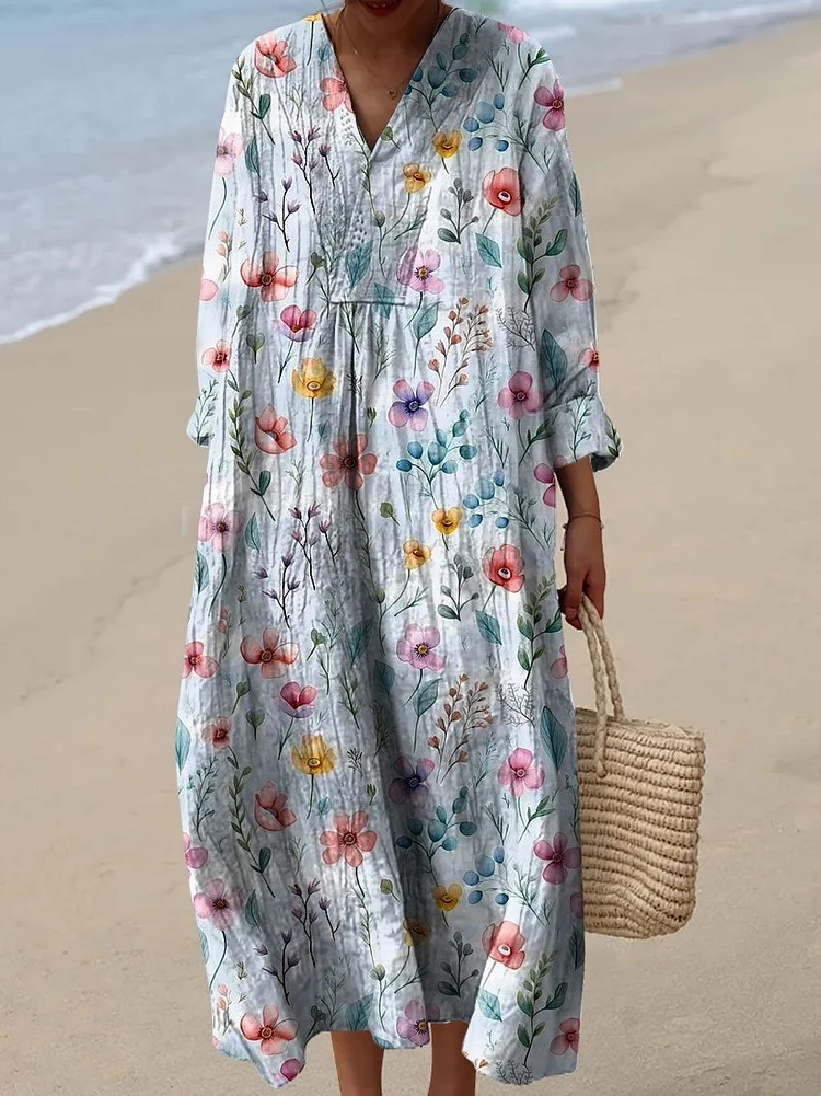 Women's Watercolor Splash Fluid Art Print Flowy Dress