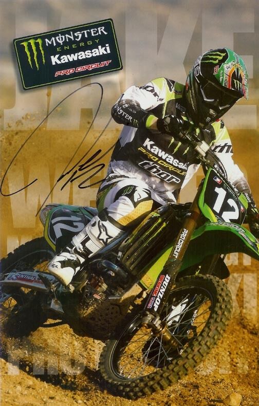 *JAKE WEIMER*SIGNED*AUTOGRAPHED*Photo Poster painting CARD*KAWASAKI*MONSTER*ENERGY*SUPERCROSS*