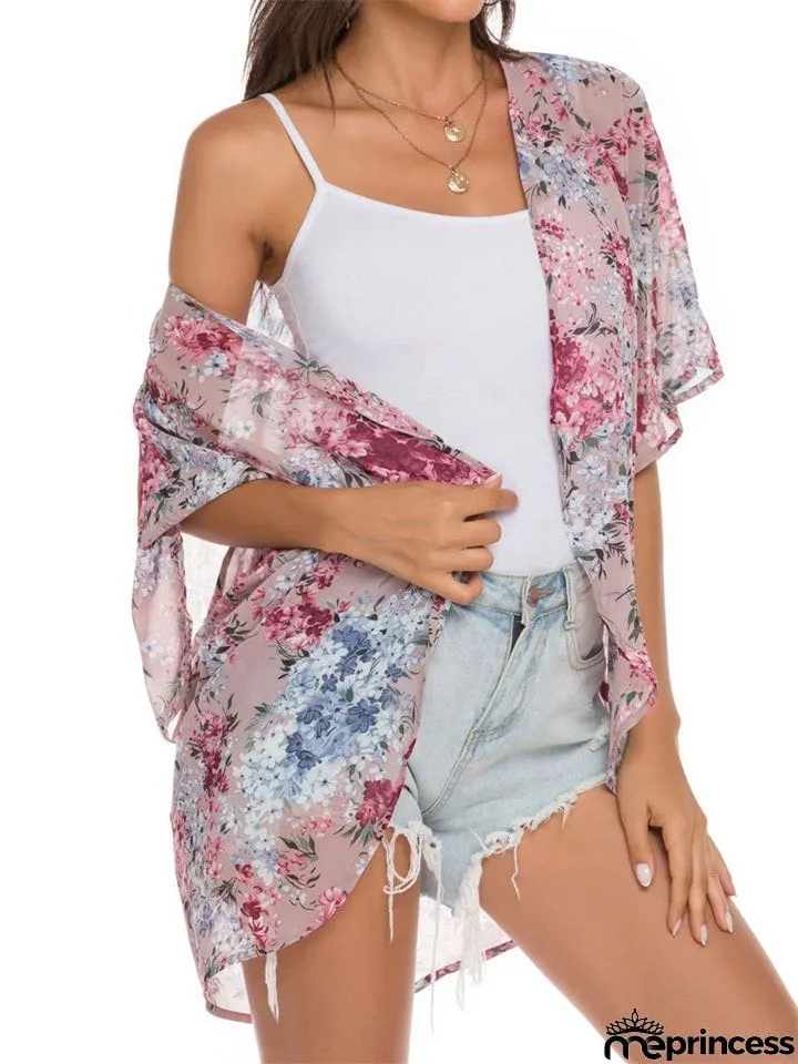Floral Printed Half Sleeve Chiffon Blouses