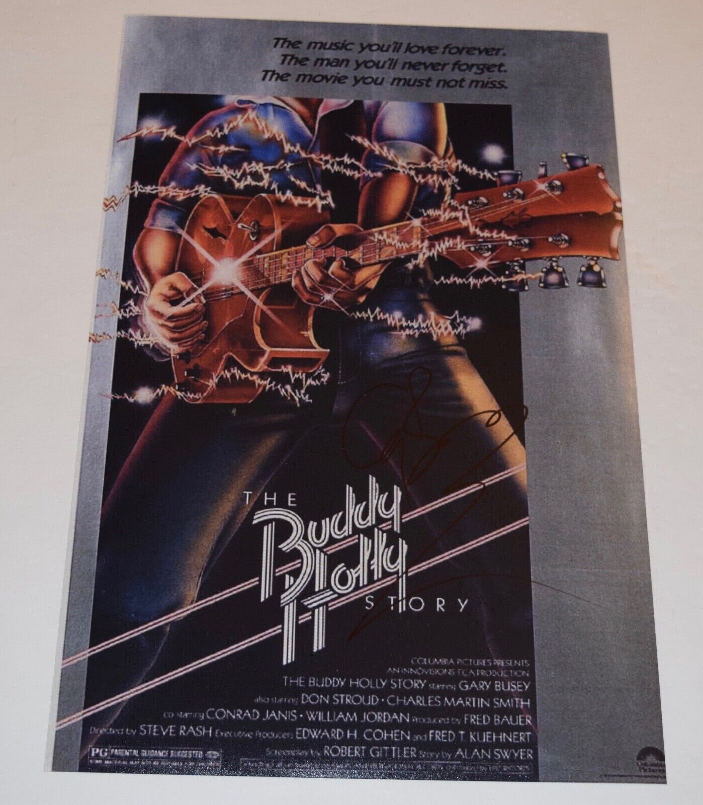 Gary Busey Signed Autographed THE BUDDY HOLLY STORY 11x17 Poster Photo Poster painting COA