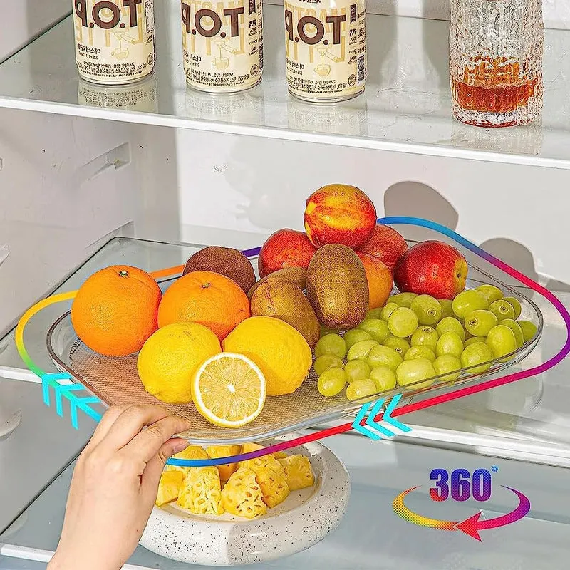 Plateau Tournant 360° 2 Niveaux 24 Cm – Organisateur Cuisine/Frigo Pour Épices, Fruits, Snacks – Rotation Fluide