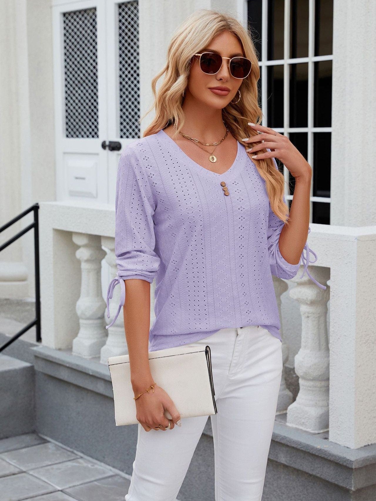 Grey Ribbed Knit Top with Short Sleeves
