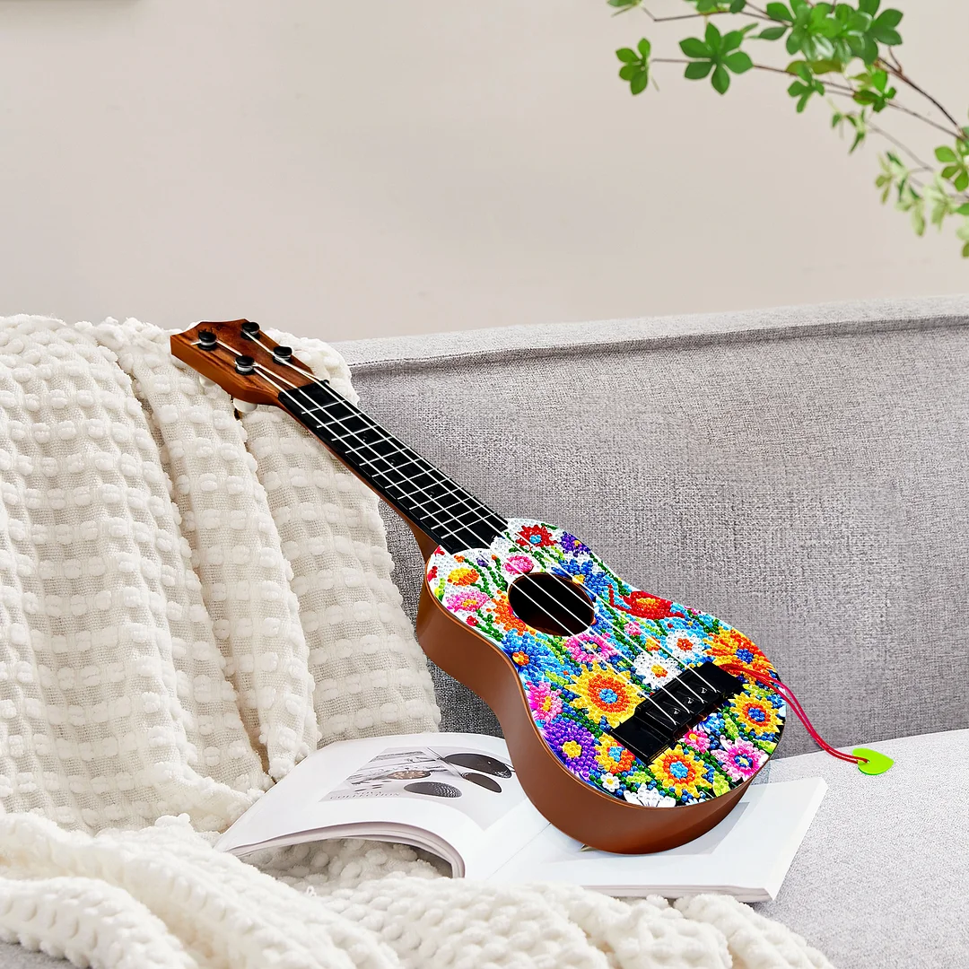 DIY Wooden Guitar Diamond Art Ornament Unique Gifts for Musicians (Garden)