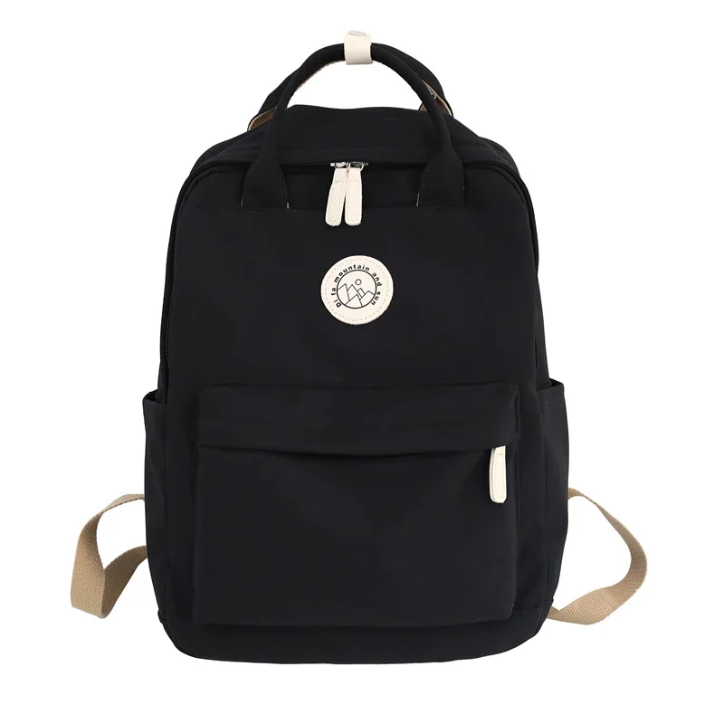 Pongl Original Design Double Shoulder Bag Girl Student Minority Solid Color Schoolbag Large Capacity Waterproof Women Backpack
