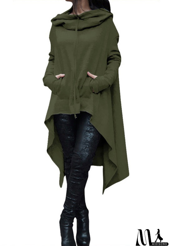 MidiSono - Irregular Hooded Sweater Top