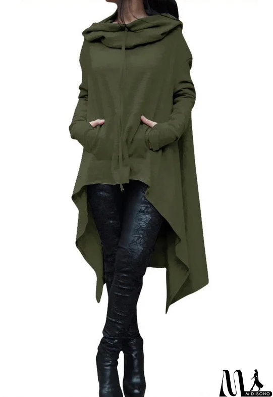 MidiSono - Irregular Hooded Sweater Top