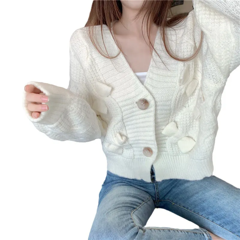 Churchf Churchf Outfit New Temperament Loose Outside Wear Knit Jacket Female Design Sense Bow Short Sweater Cardigan Coat Female