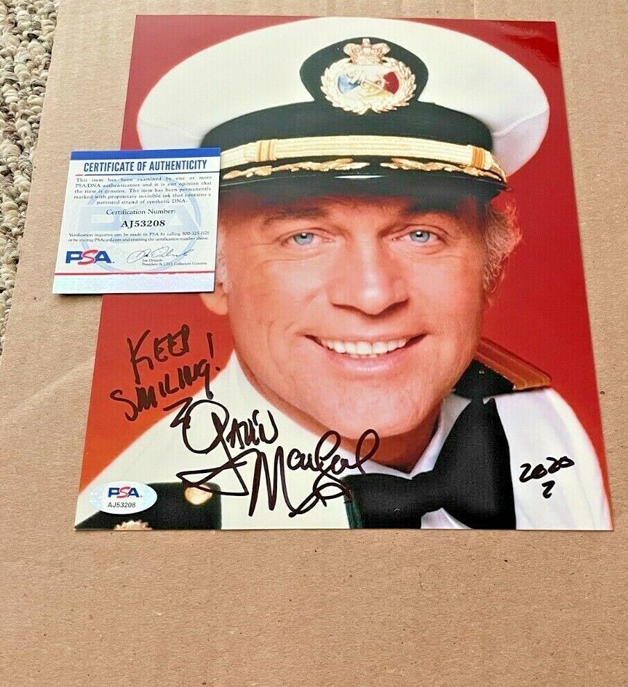 GAVIN MACLEOD SIGNED LOVE BOAT 8X10 Photo Poster painting PSA CERTIFIED #5