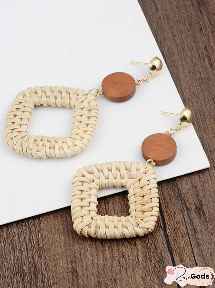 Natural Straw Handmade Earrings