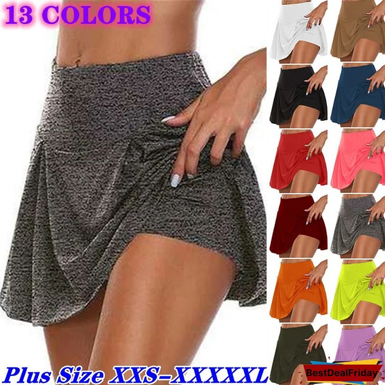 13 Colors New Summer Fashion Women Double-Layer Divided Skirt Sports Shorts Quick-Drying Yoga Sports Leggings Fitness Shorts Two Piece Skirts Plus Size 5Xl