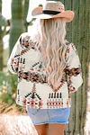 Women's Western Style Aztec Printed Stand Neck Zip Up Jacket