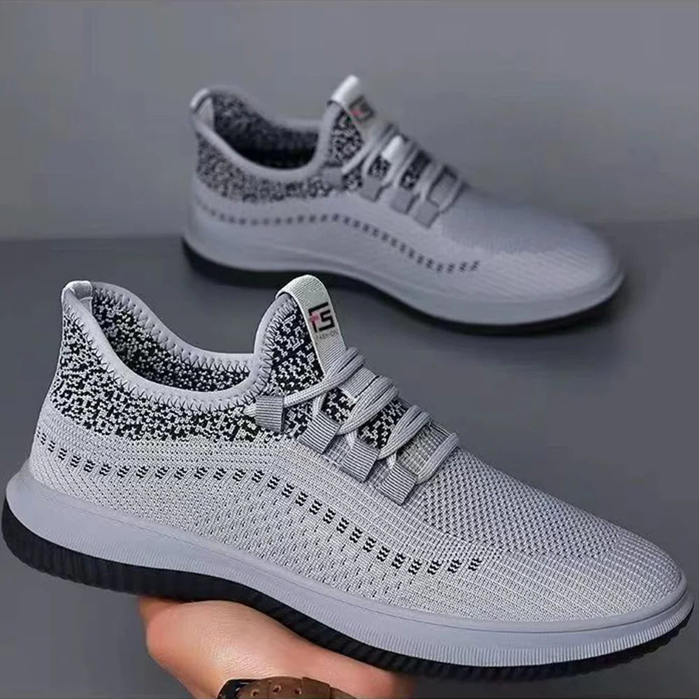 Smiledeer  2023 new fashion casual men's shoes breathable mesh fly woven shoes