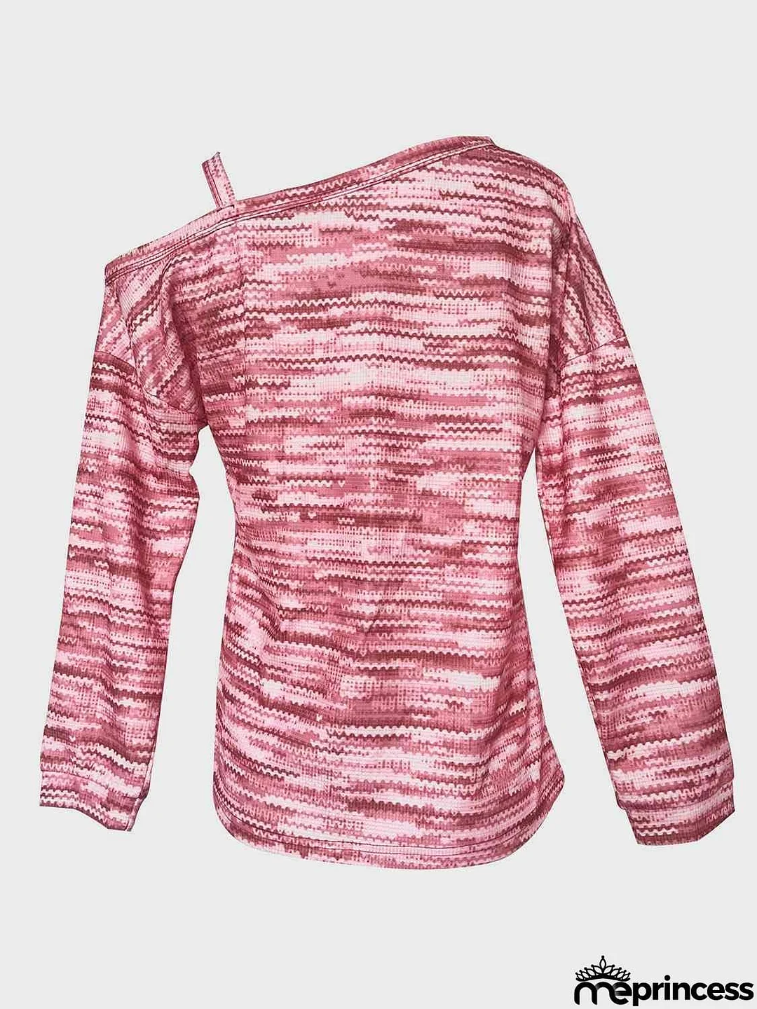 Heathered Asymmetrical Neck Long Sleeve T-Shirt