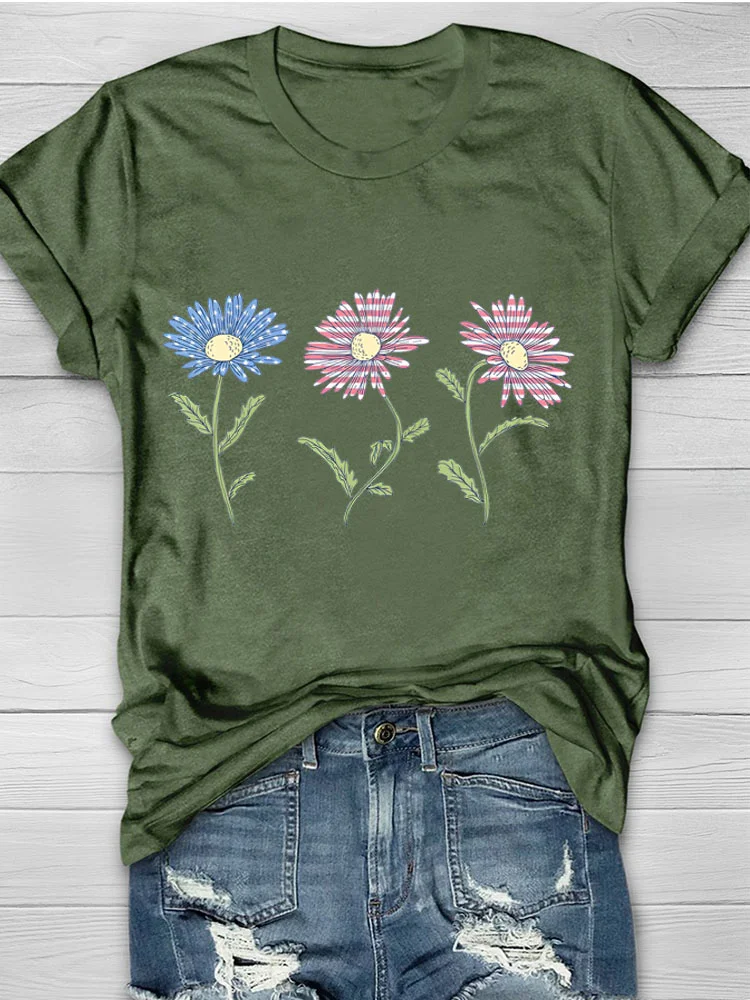 Eagerlys  Three Flowers T-shirt Eagerlys