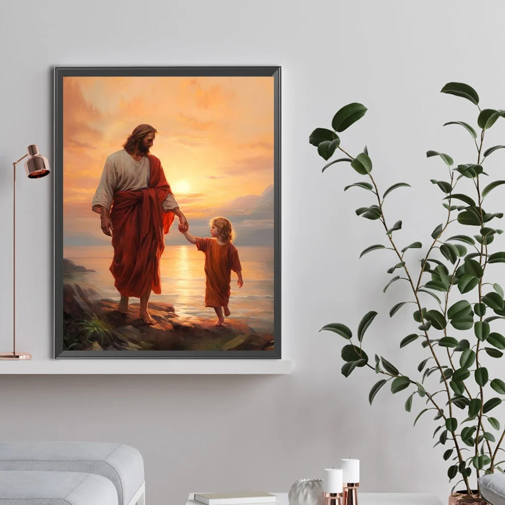 Diamond Painting - Full Round Drill - Sunset Jesus(Canvas|30*40cm)