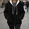Hooded Fleece Jacket with Shearling Lining