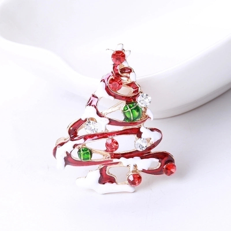Fashion Pin Christmas Tree Alloy Inlay Rhinestones Women’S Brooches