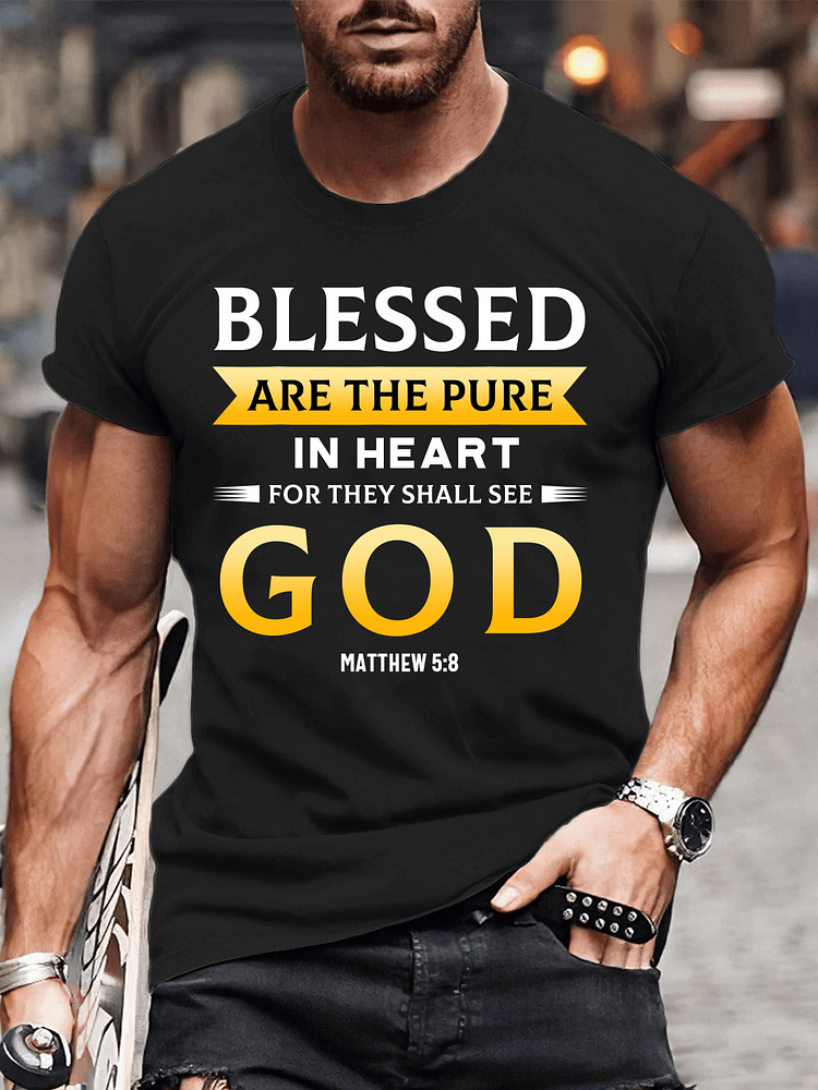 Blessed Are The Pure In Heart For They Shall See God Crew Neck T-Shirt