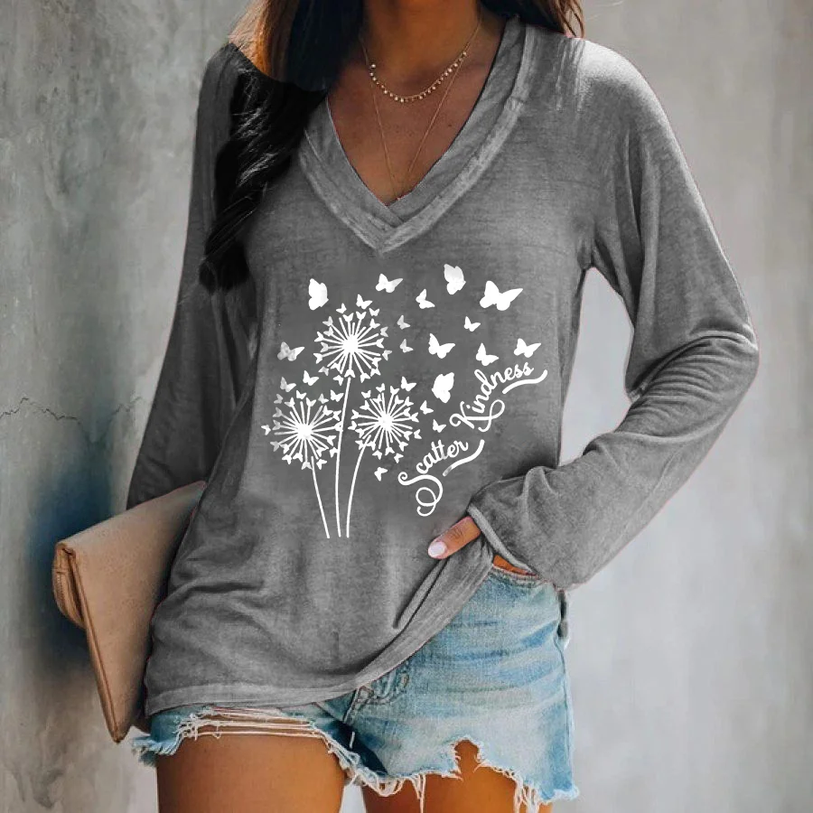 Scatter Kindness Printed Casual Women's T-shirt