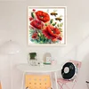 Poppy Flowers And Bees-11CT Stamped Cross Stitch 40*40cm/15.75*15.75in