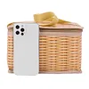 Portable Wicker Rattan Outdoor Camping Picnic Bag Food Container Basket