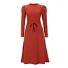 Solid Color Autumn Long Sleeve Knit Dress