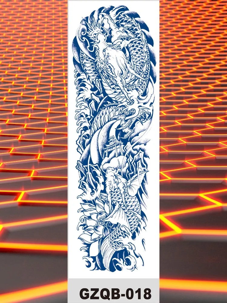Temporary Flower Full Arm Tattoos Stickers Indian Wolf Dragon Navigator Totem Juice Ink Men Women Girl Leg Fake Tatoo Hot Sale