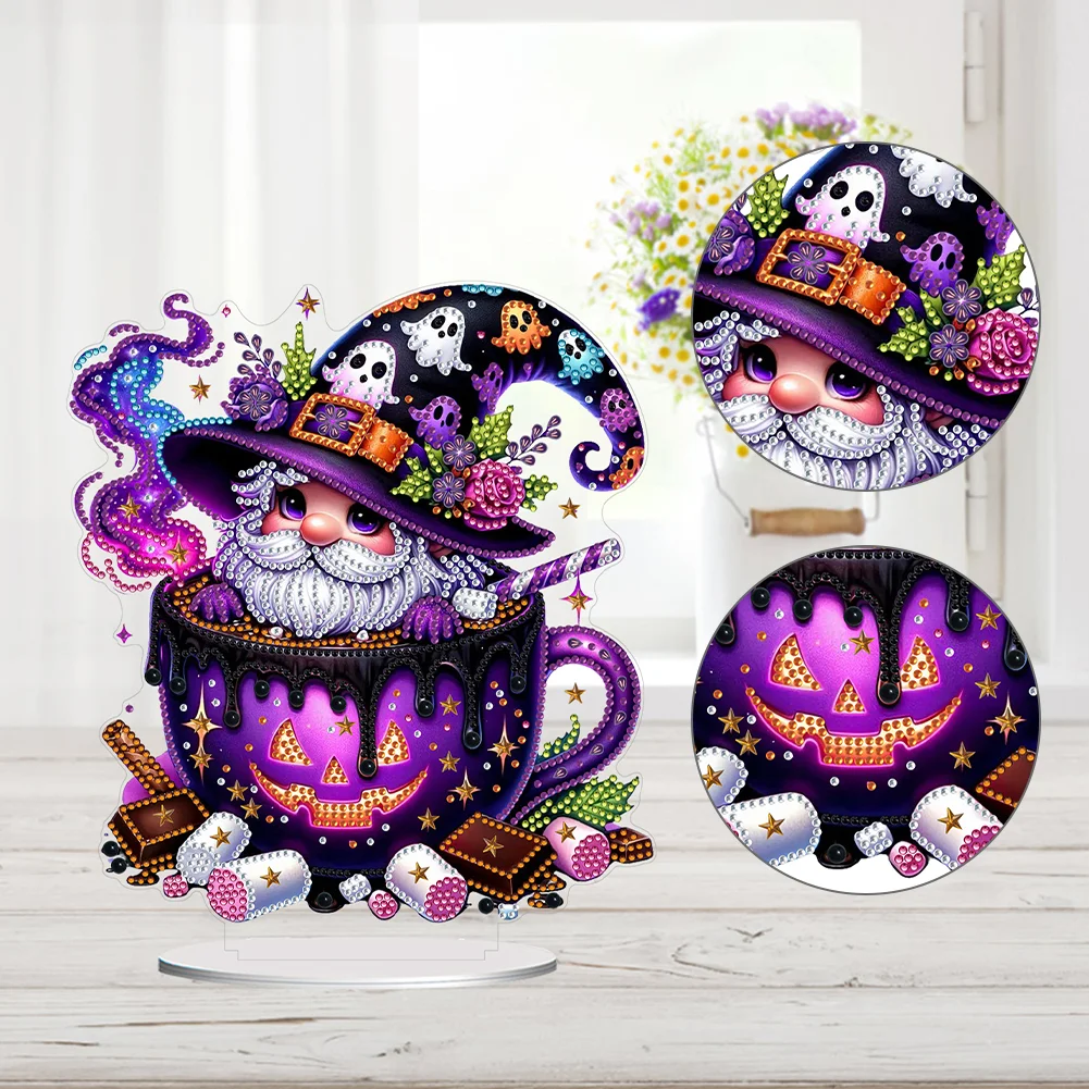 DIY Halloween Gnome Acrylic Special Shaped Table Top Diamond Painting Ornament Kits
