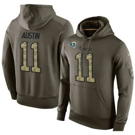 NFL Men's  Los Angeles Rams #11 Tavon Austin Stitched Green Olive Salute To Service KO Performance Hoodie