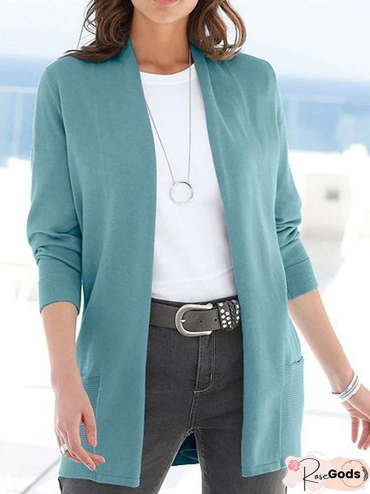 Casual Plain Autumn V Neck Natural Micro-Elasticity Loose Yarn/Wool Yarn H-Line Sweater Coat For Women