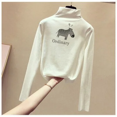 Women's Sweaters Turtleneck 2020 Autumn Winter Tops Sweater Lady Black White Thin Pullover Jumper Knitted Sweater Pull Femme New