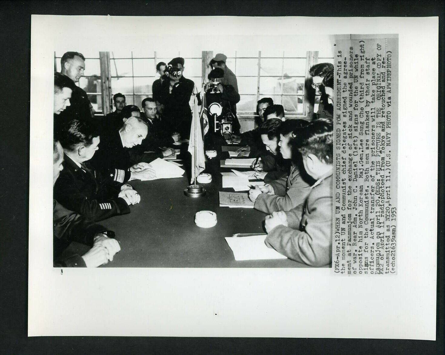 Korean War POW Agreement at Panmunjom 1953 Press Photo Poster painting Rear Adm. John C. Daniel