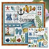 >SALE<Embroidery Cotton Thread 16CT Printed Four Seasons of Summer Cross Stitch24x23cm