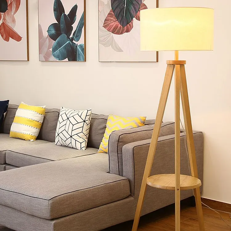 Ozawa floor lamp, wood & textile, 152CM long