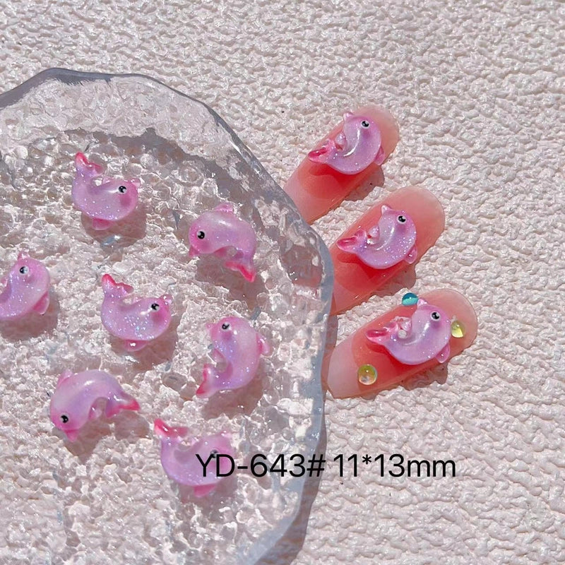 Cute Sweet Dolphin Hippocampus Shell Resin Nail Decoration Accessories 10 PCS/Package