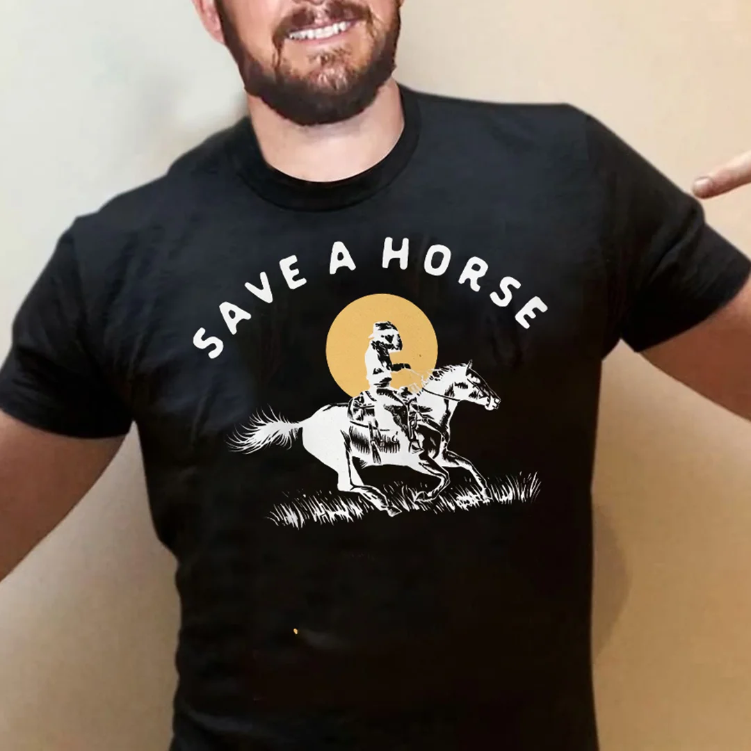 Men'S Round Neck Western Save A Horse T-Shirt