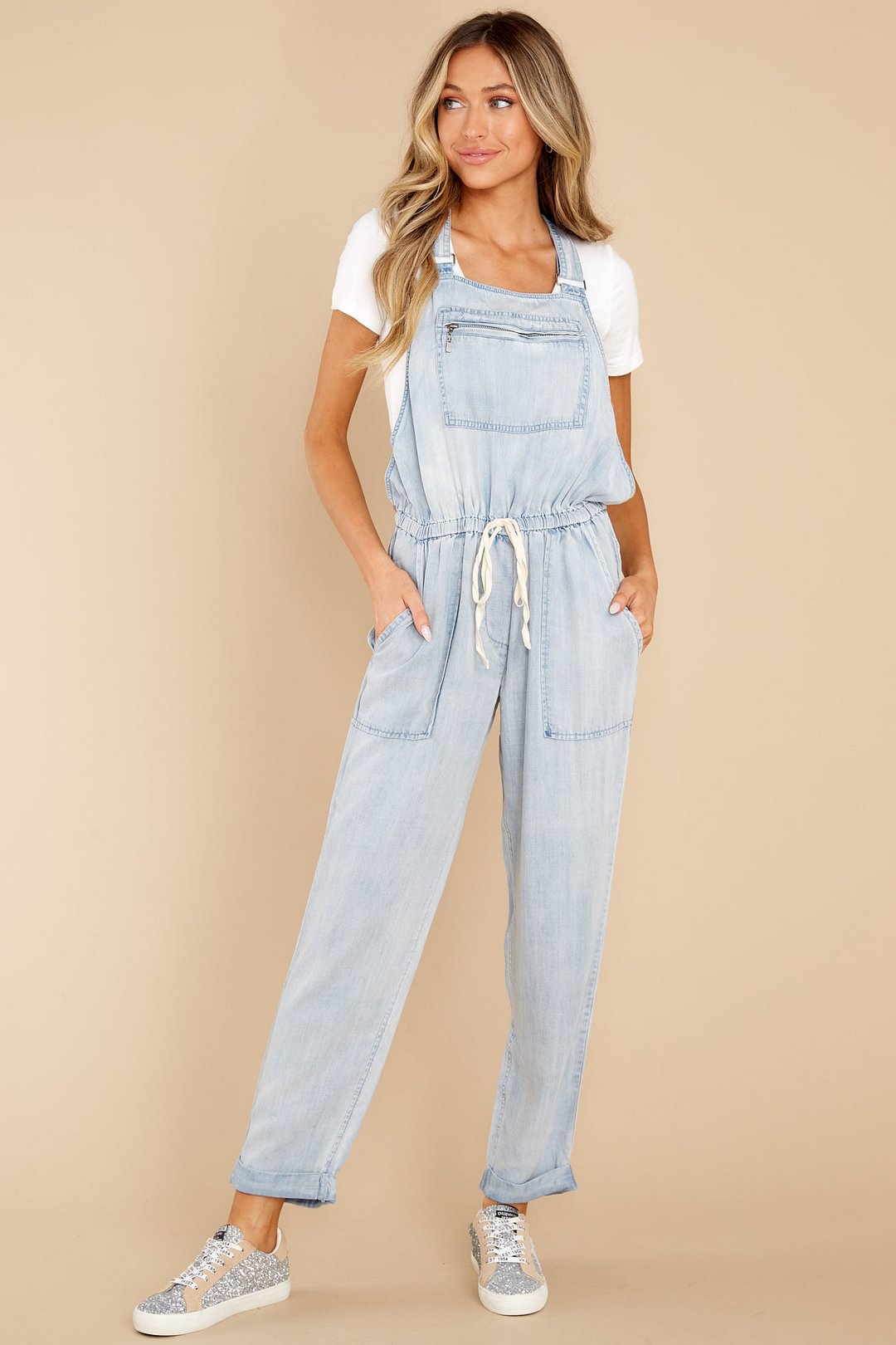 More Than Enough Light Chambray Overalls