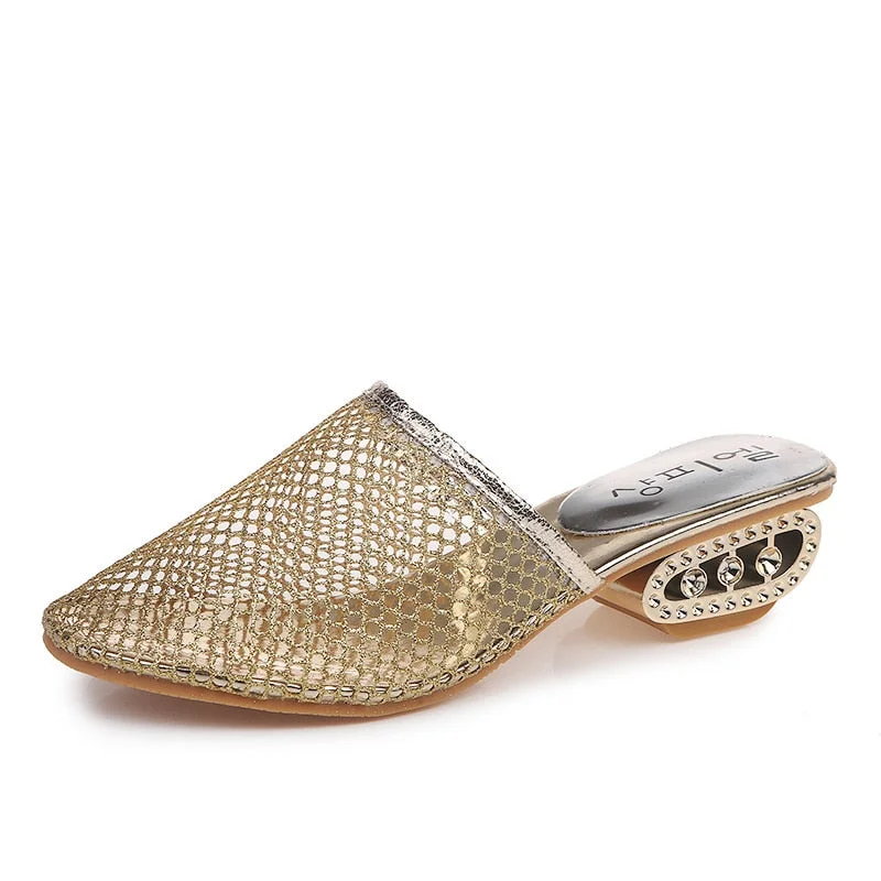 2020 Spring Summer  Slippers Female Middle Fashion  Thick  Hollow Mesh Sandals Slip Simple Slippers FZZ-5096