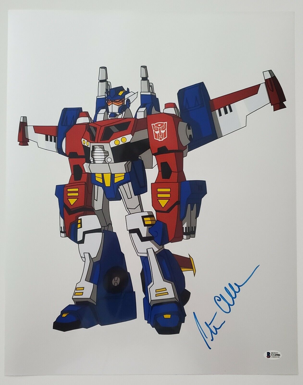 Peter Cullen Signed Optimus Prime 16x20 Metallic Photo Poster painting Transformers LEGEND BAS