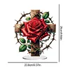 (US Only)2D Flat Print Flower Cross DIY Table Top Diamond Painting Ornament Kits