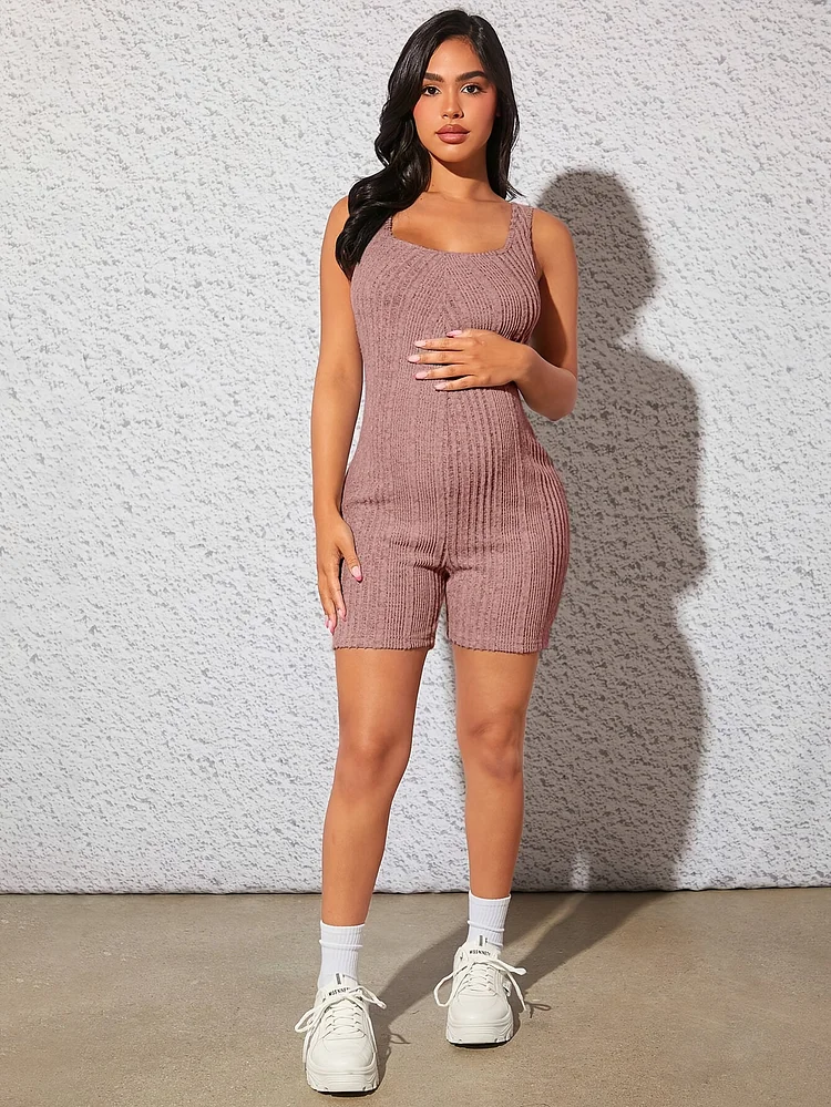 Maternity Belted Pants Summer Ribbed Knit Leggings Slim Fit Elastic Waistband Shorts For Pregnant Women