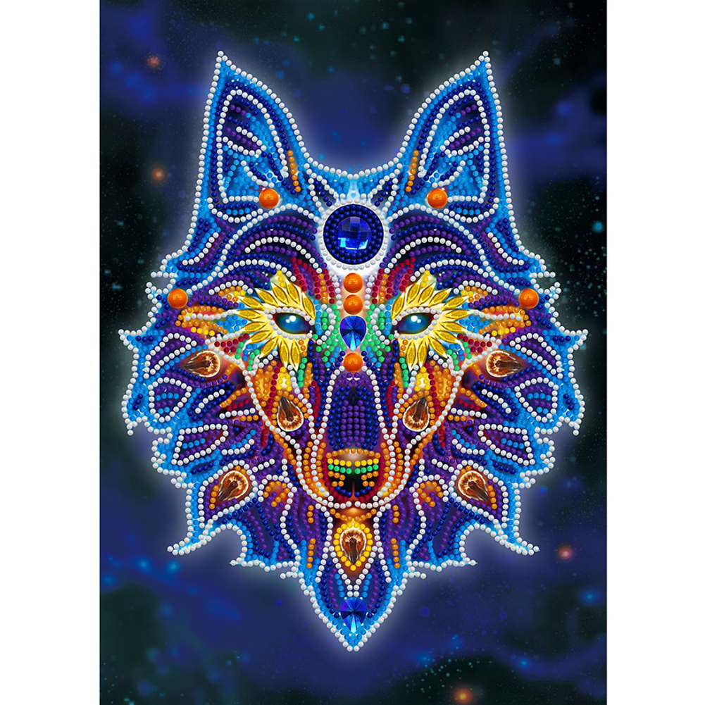 Luminous Wolf 30*40cm(canvas) special shaped drill diamond painting