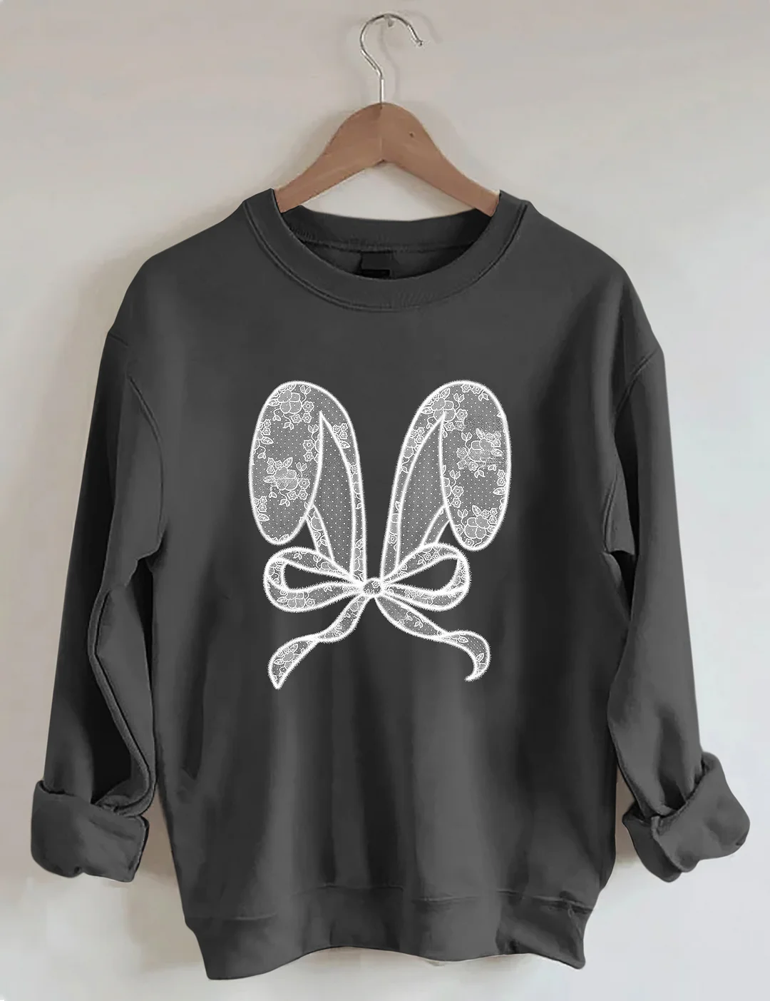 Bunny Ears With Bow Lace Sweatshirt