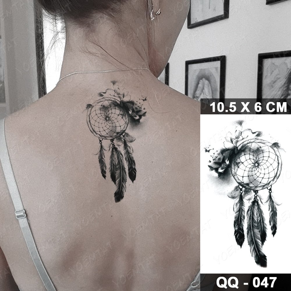 Waterproof Temporary Tattoo Sticker Realistic Dream Catcher Flash Tatoo Feather Butterfly Bird Fake Tatto For Body Art Women